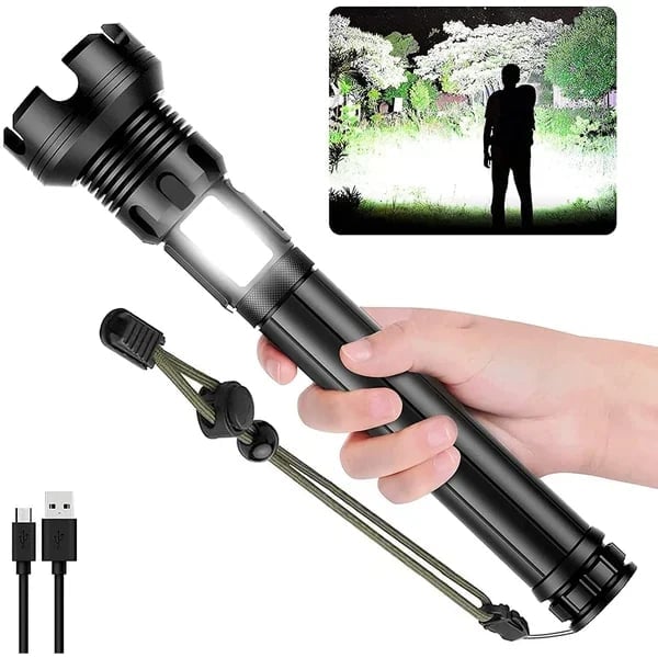 LED Rechargeable Tactical Laser Flashlight 90000 High Lumens