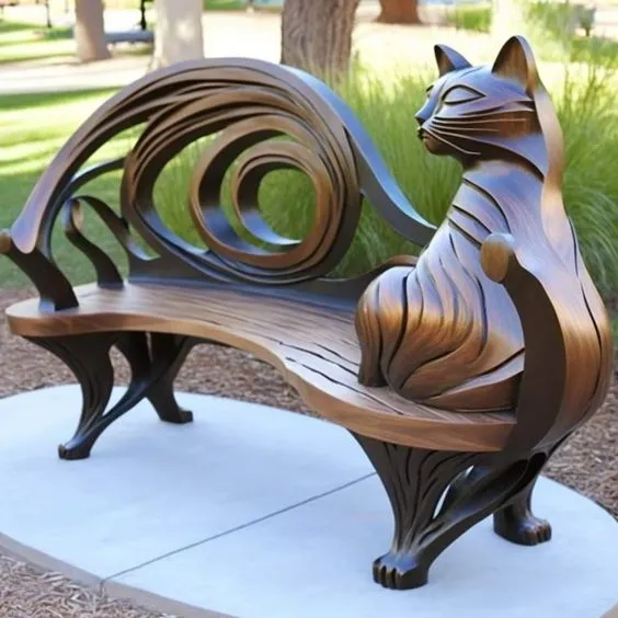 LAST DAY 80% OFFGarden art iron cat benches