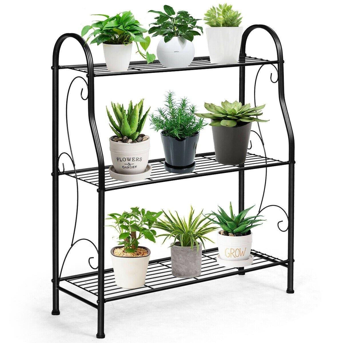 3 Tier Scrollwork Design Metal Garden Plant Stand
