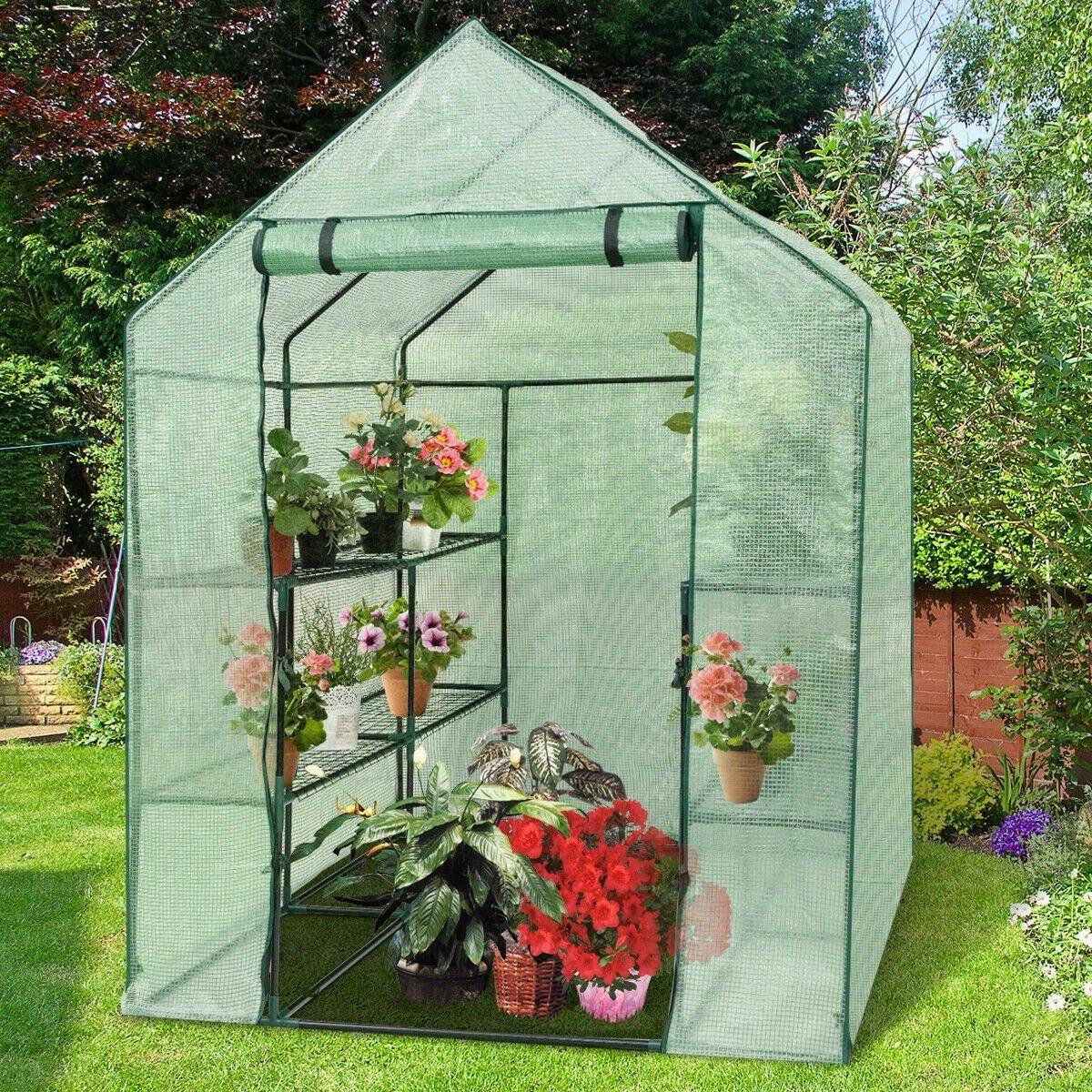 4 Tier 8 Shelves Mini Walk-in Greenhouse for Outdoor Garden