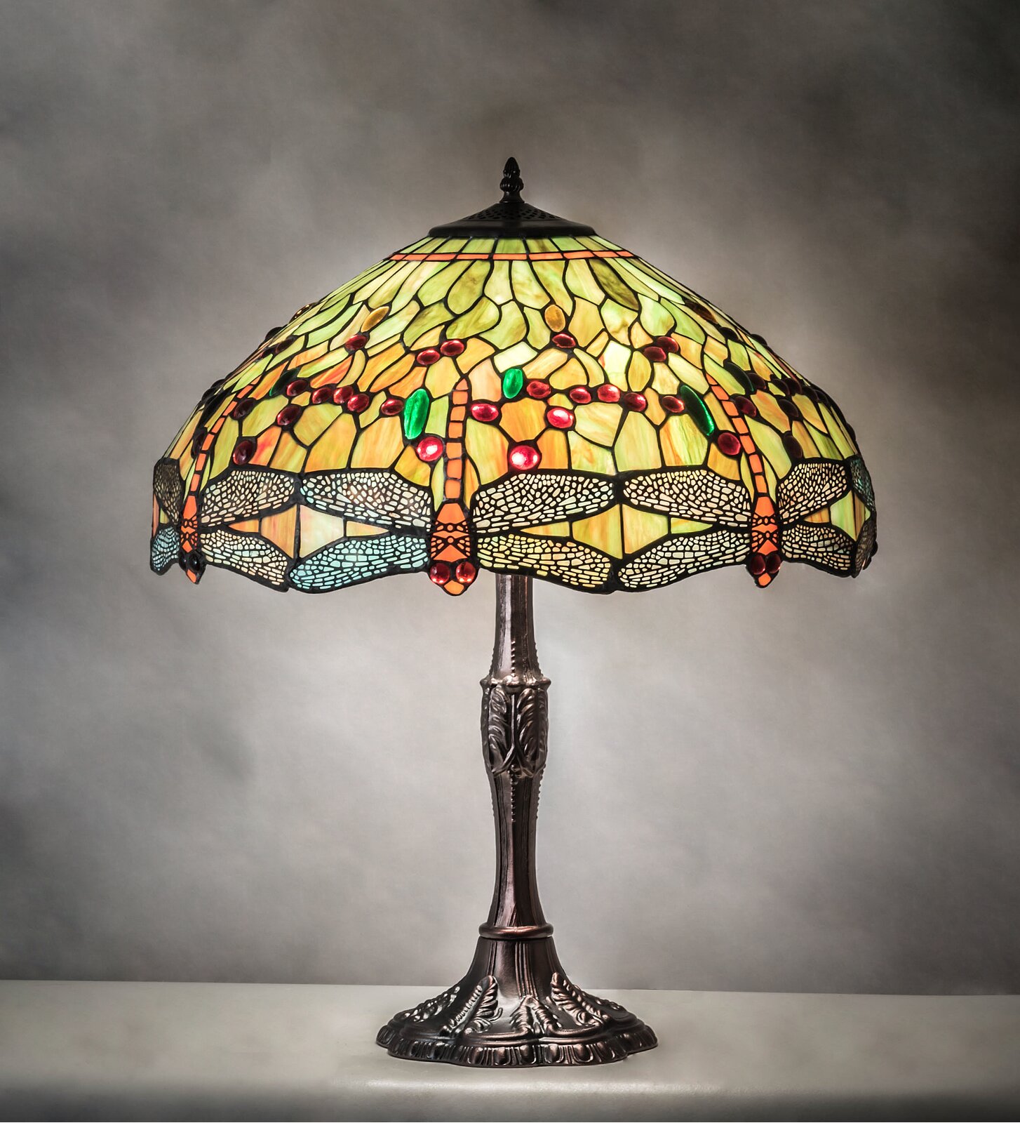 Tiffany Hanginghead Dragonfly 26'' Mahogany Bronze Table Lamp