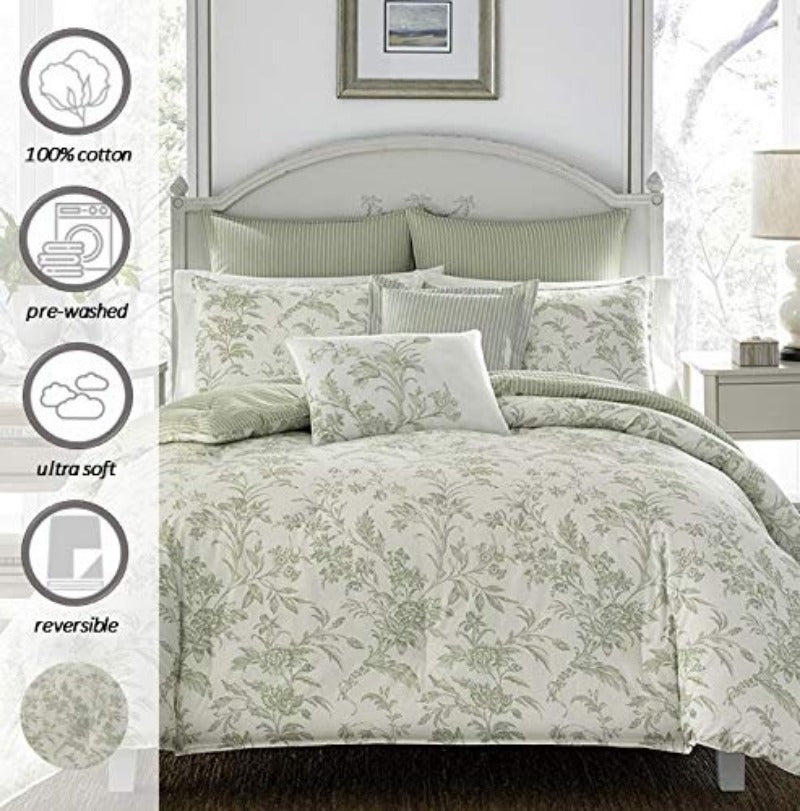 7pc Luxury Ultra Soft Comforter, All Season Premium Bedding Set, Stylish Delicate Design for Home DÃ©cor