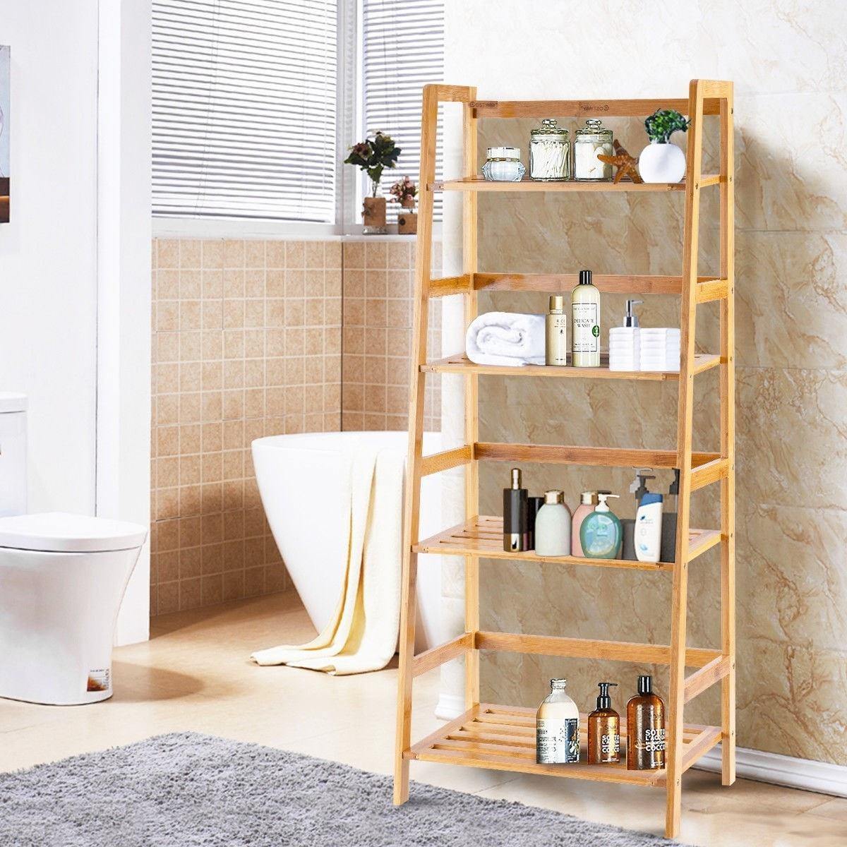 4 Tier Ladder Shelf Bamboo Plant Stand Flower Pots Rack Display Holder