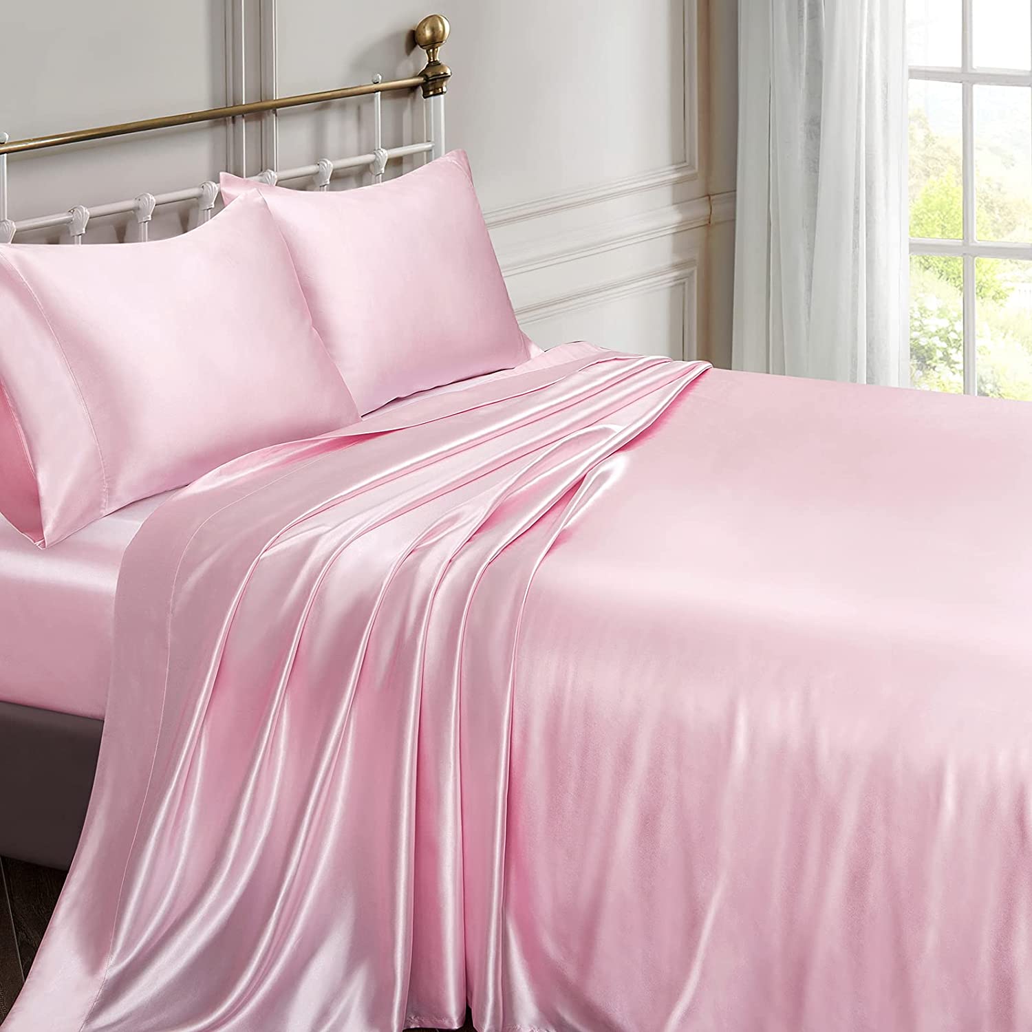 Satin Silky Soft 4 pcs Bed Sheets Set