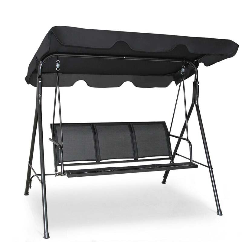 Outdoor Porch Swing Lounge Chair 3 Person with Top Canopy