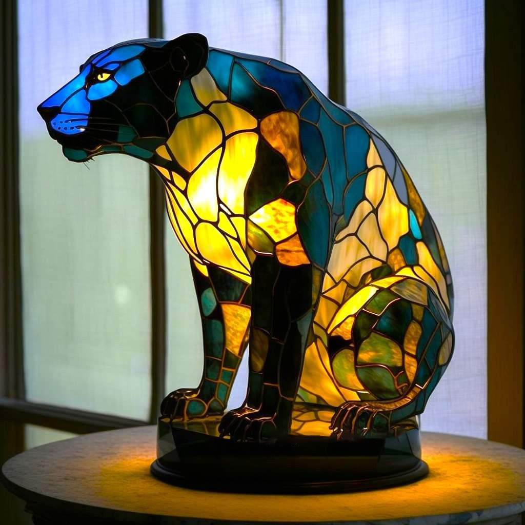 Tiger Stained Glass Table Lamp