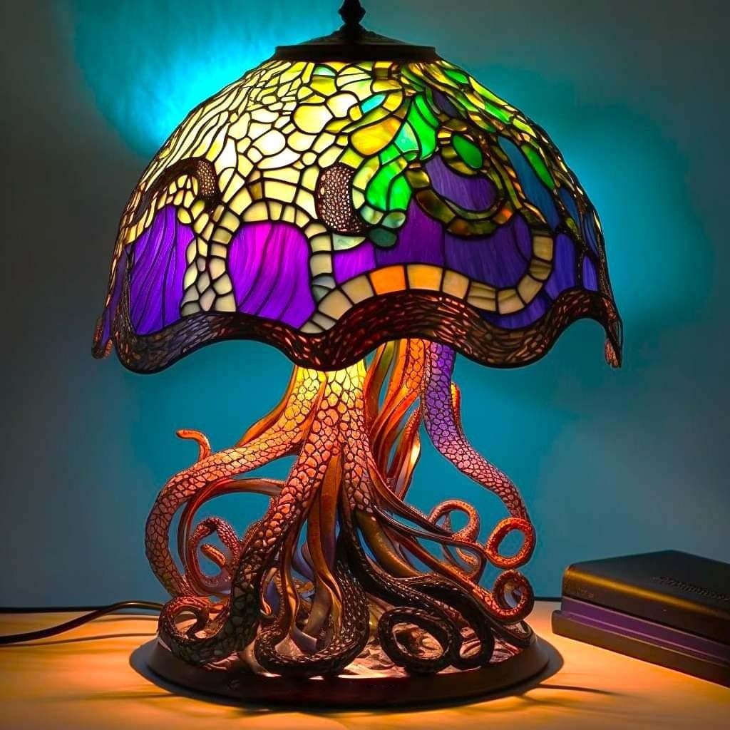 70% OFF - Stained Glass Plant Series Table Lamp-Octopus