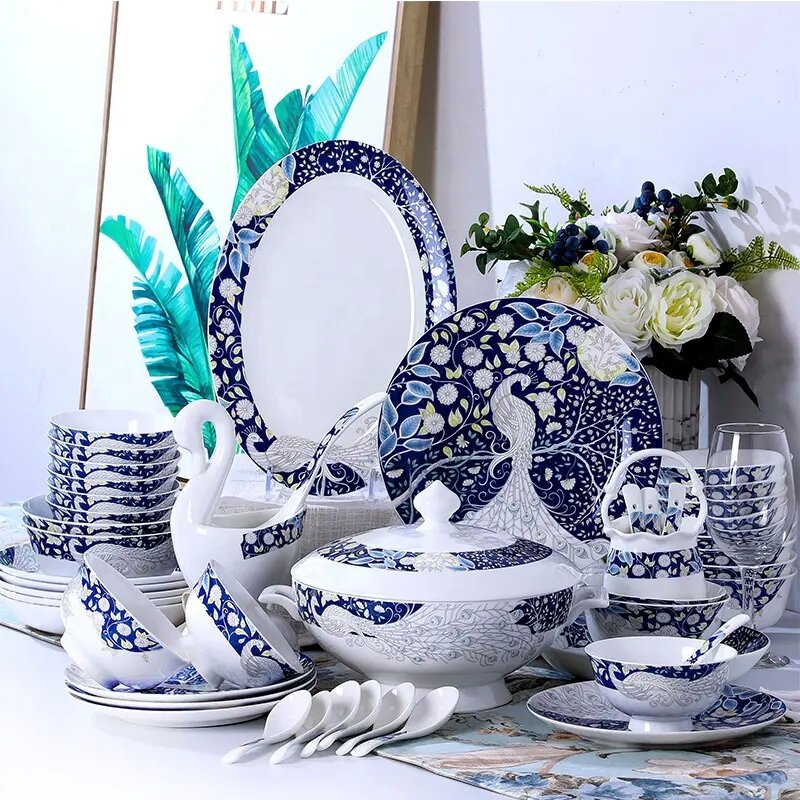 58pcs deluxe ceramic tableware set
