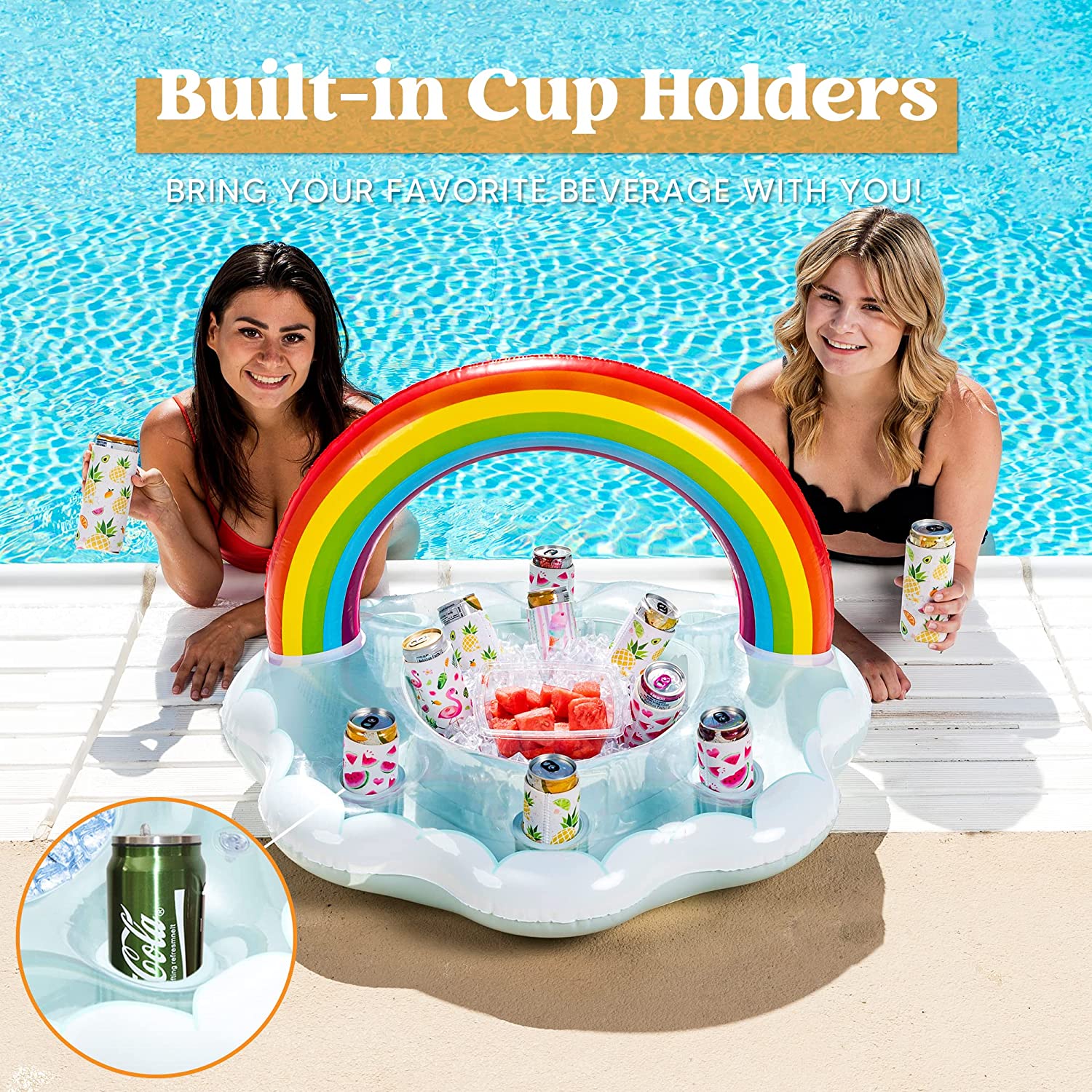 Clearance - Rainbow Cloud Drink Holder Float