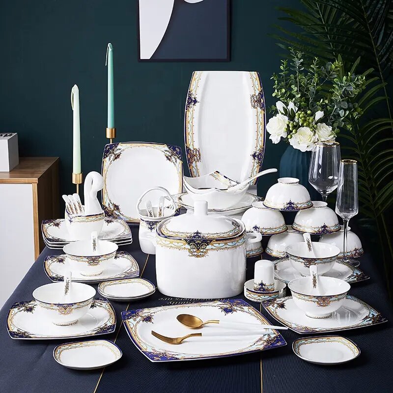 60 pieces fine ceramic tableware set