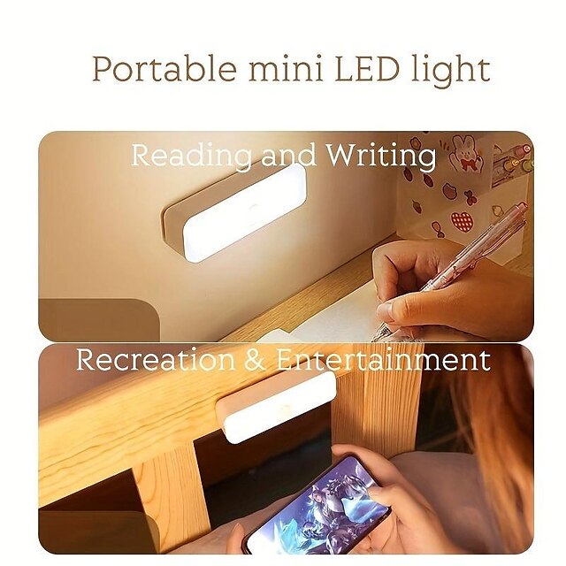 Wireless LED Mini Reading Light Wall-Mounted Reading Light Stick On Bunk Bed Lamp Dimmable Lights Magnetic Mounted Under Cabinet Lighting Rechargeable Battery Operated For Car Bedroom Nursery Bathroom
