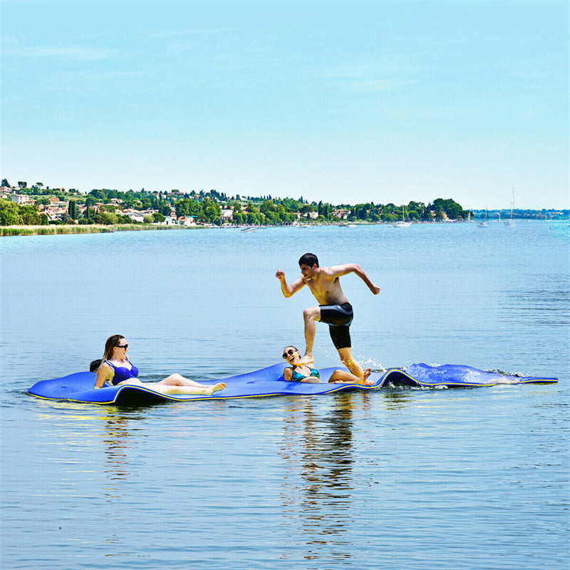 18' x 6' 3 Layer Tear-Resistant XPE Foam Floating Water Pad for Beach Water Recreation