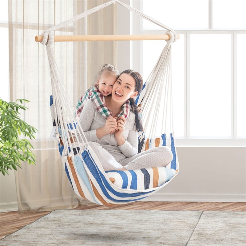 Outdoor Porch Yard Deluxe Hammock Chair Hanging Rope Swing