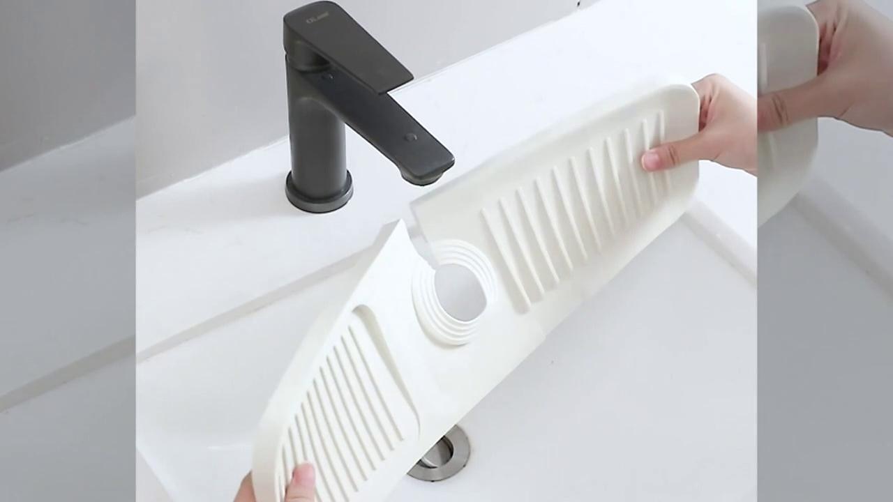 Silicone Sink Splash Guard, Faucet Handle Drip Catcher Tray Faucet Absorbent Mat