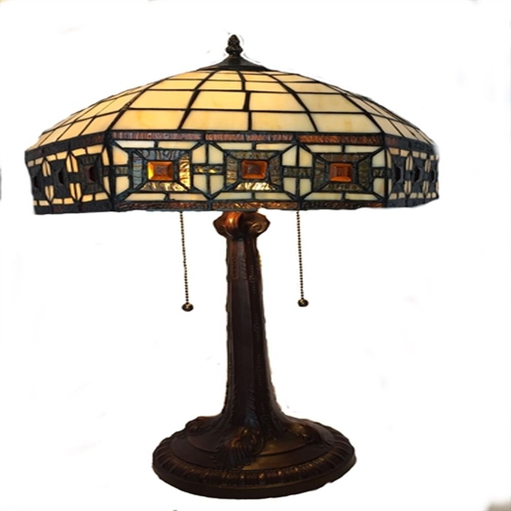Stained Glass With Square Pattern Tiffany Style Table Lamp