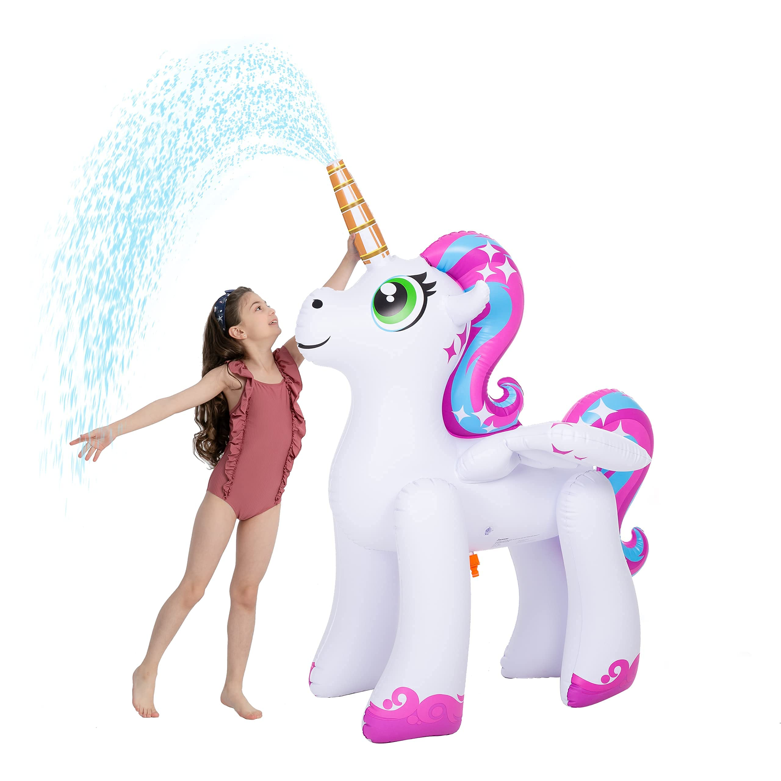 Clearance - 4 ft. Inflatable Rainbow Unicorn Yard Sprinkler (Pink)