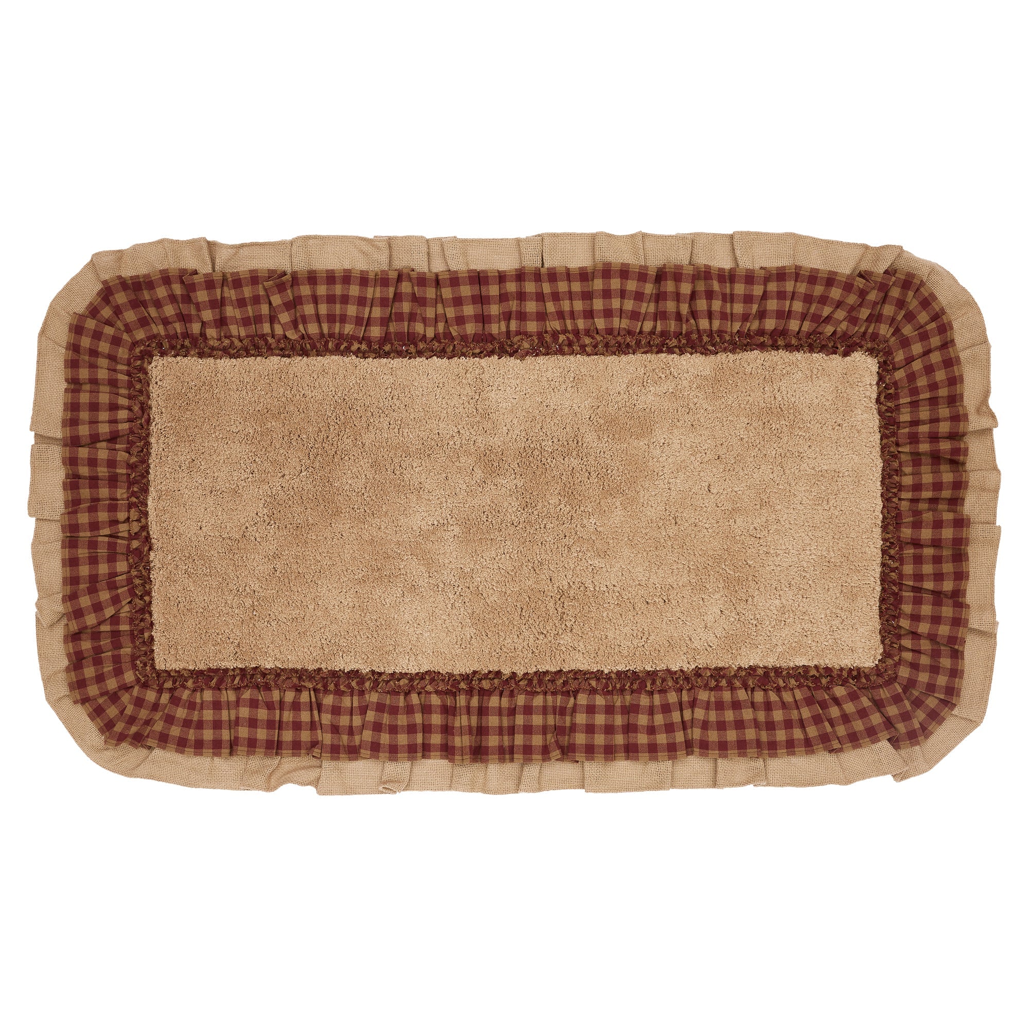 Burlap Natural w/ Burgundy Check Bathmat 27x48