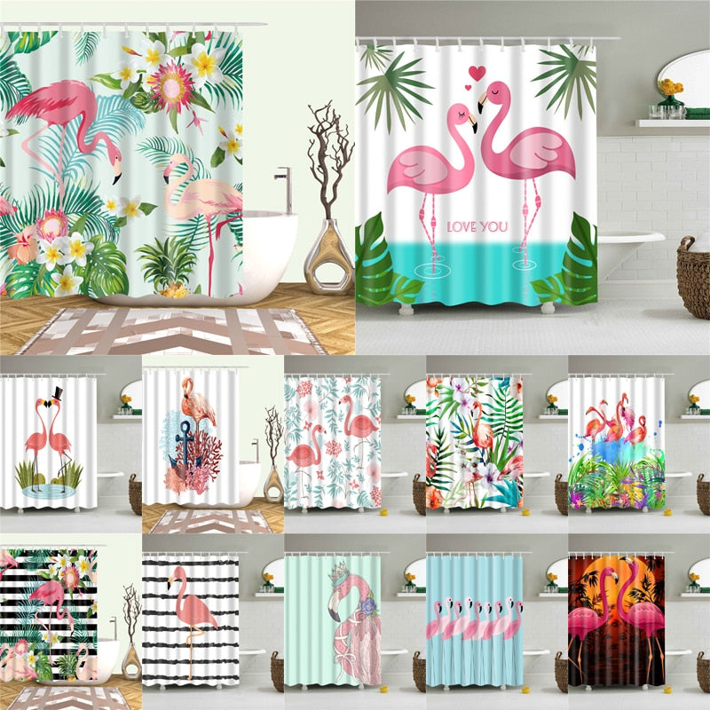 Nordic Pictures Polyester Waterproof Shower Curtains High Quality Animals Flamingo Shower Curtain In The bathroom-1
