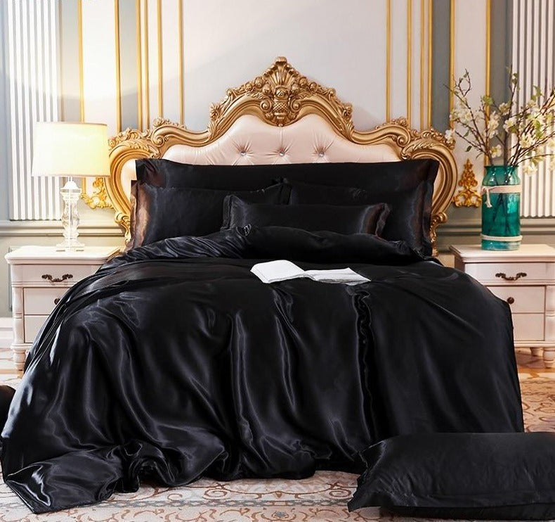 Luxury 100% Silk Duvet Cover 4 Pieces Set