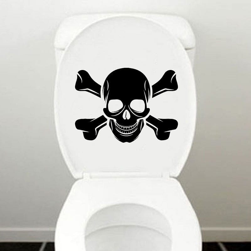 Skull Cross Bones Bathroom Toilet Stickers