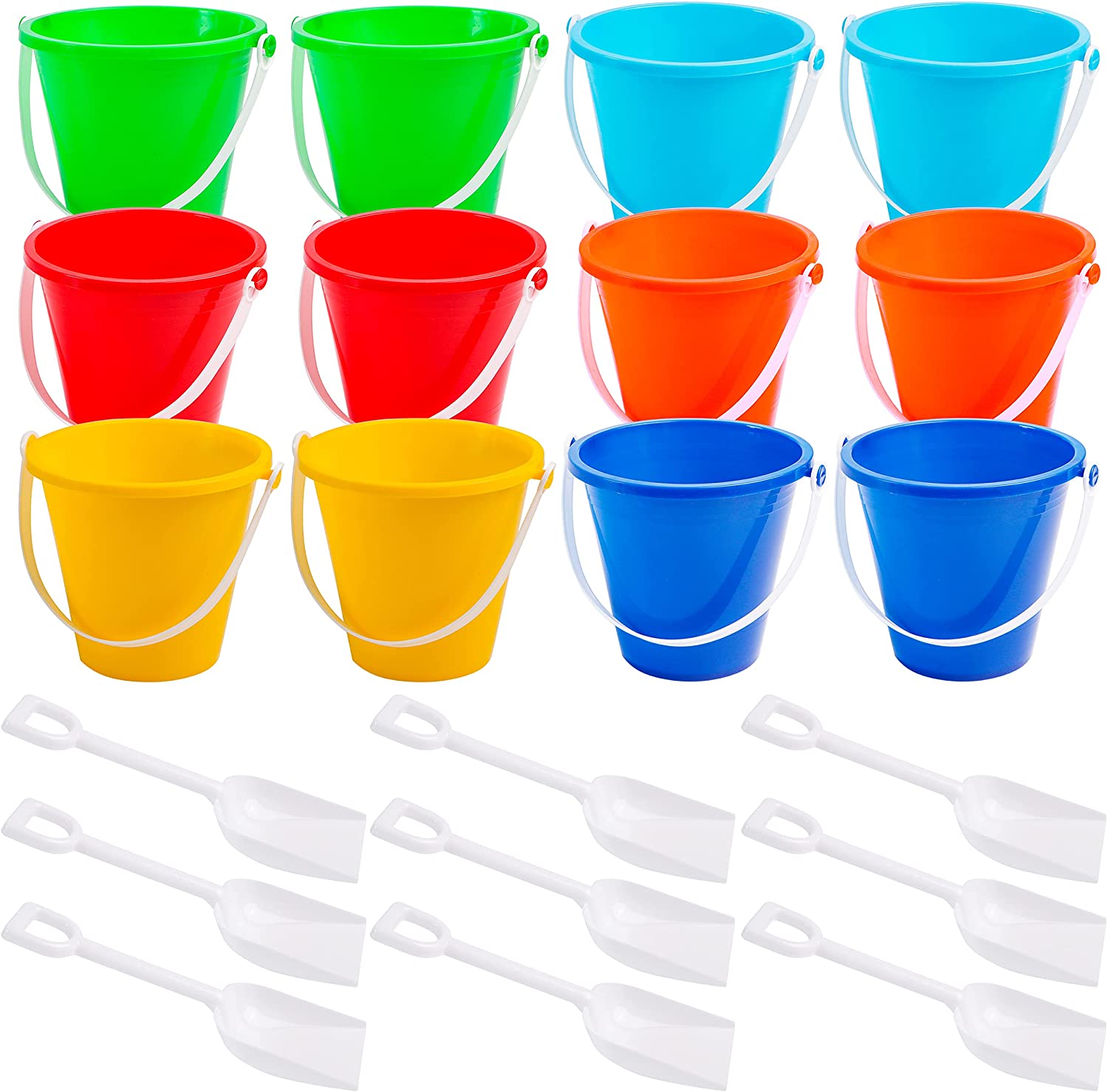 Clearance - Beach Buckets with Sand Shovels, 12 Sets