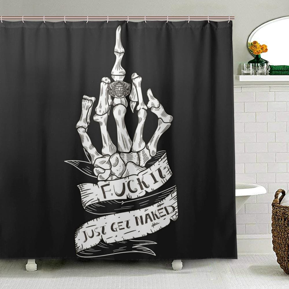 Skull Rock Roll bathroom-1 Polyester Washable Waterproof 12 Hooks Shower Curtain