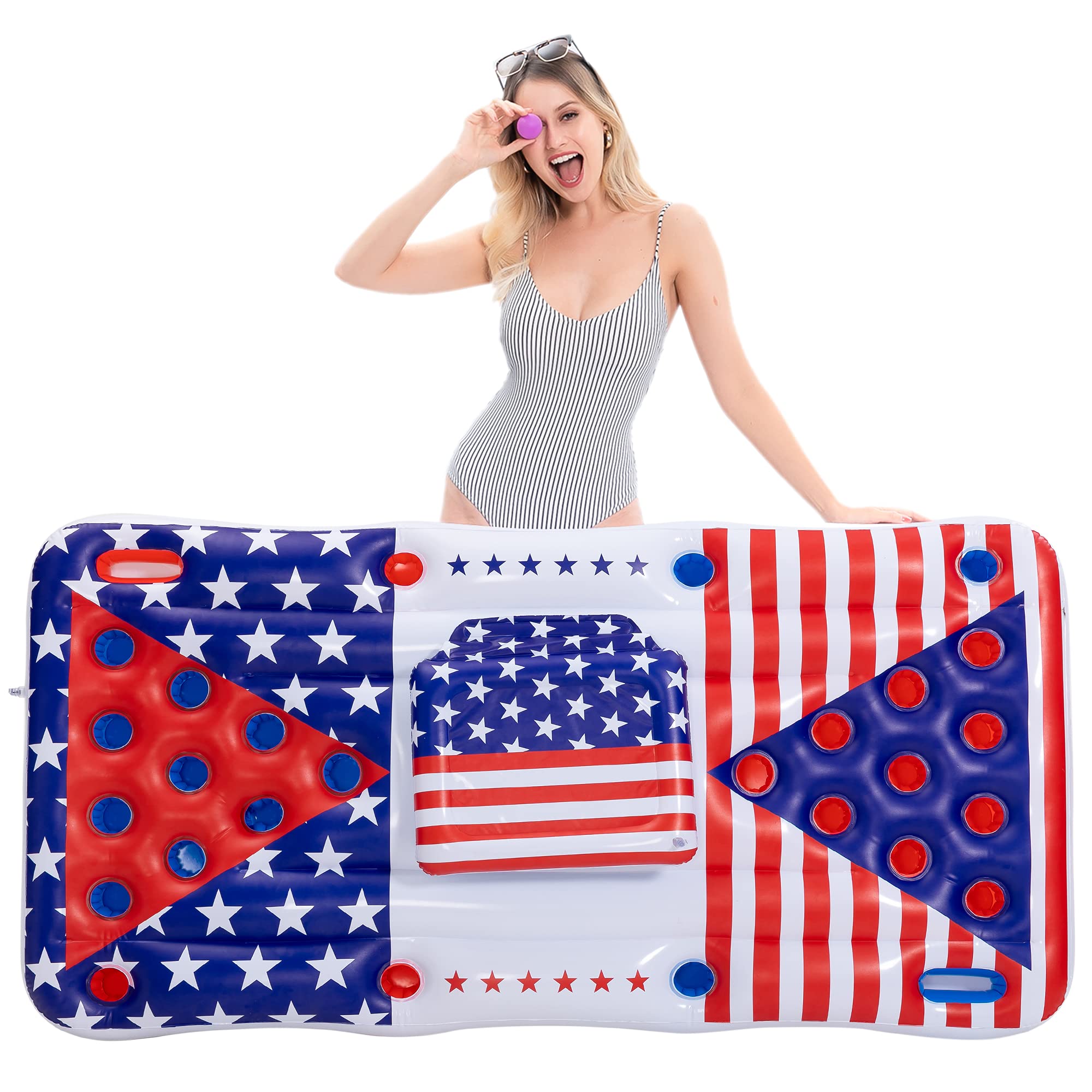 Clearance - American Flag Beer Pong Cooler Party Pool Float, 1 Pack