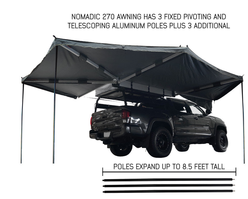Nomadic Awning 270 Dark Gray Cover With Black Transit Cover & Brackets for Passengar Side