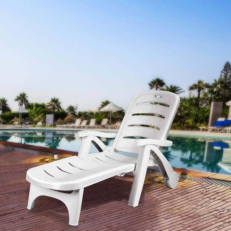 5 Position Adjustable Chaise Lounge Chair Folding Patio Deck Recliner Chair