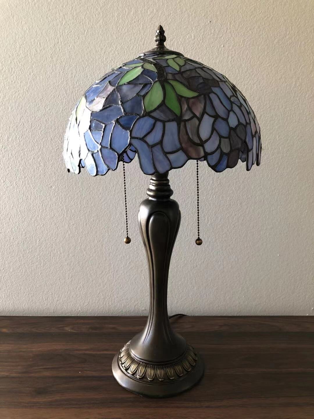 Tiffany Style Table Lamp Leaf Purple H22*W12 Inch