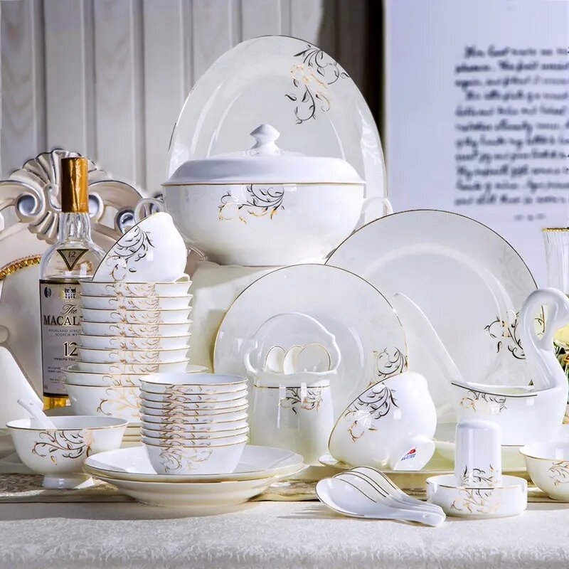 58pcs deluxe ceramic tableware set