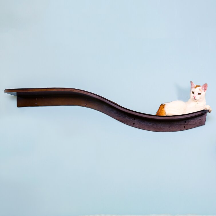 Lotus Branch Cat Shelf - Wall-Mounted Wood Cat Furniture with Replaceable Carpet, Holds Up to 50 Lbs