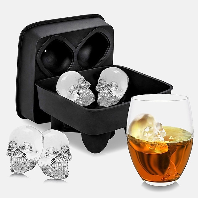 4 Ice Cube Skull Ball Skeleton Mold DIY Skull Ice Box Silicone Mold DIY Homemade for Party Bar Halloween