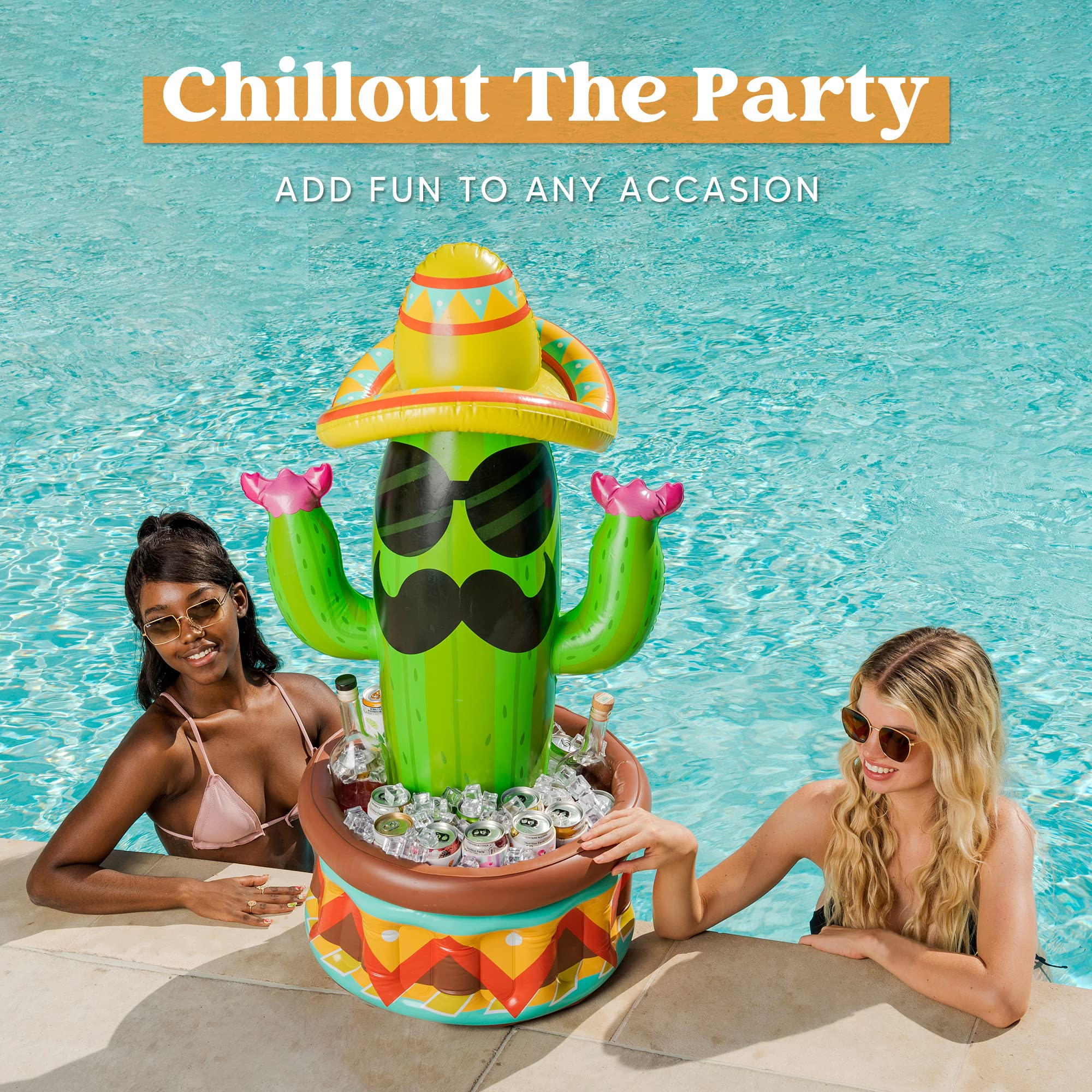 Clearance - Inflatable Cactus Cooler With Sombrero