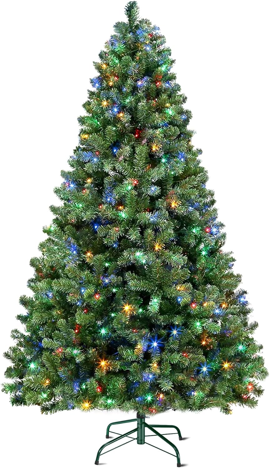 SHareconn 229 cm Artificial Hinge Christmas Tree with Lighting, 470