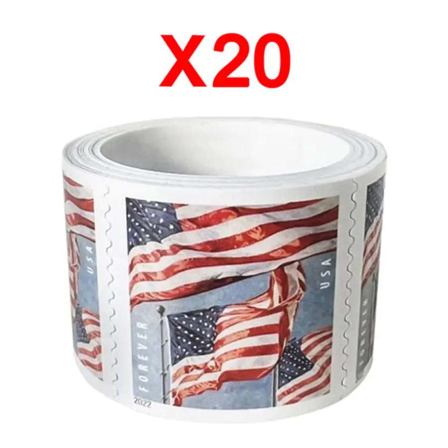 2022 Forever Stamps 100 US Flag USPS First Class Postage Stamps Coil Roll
