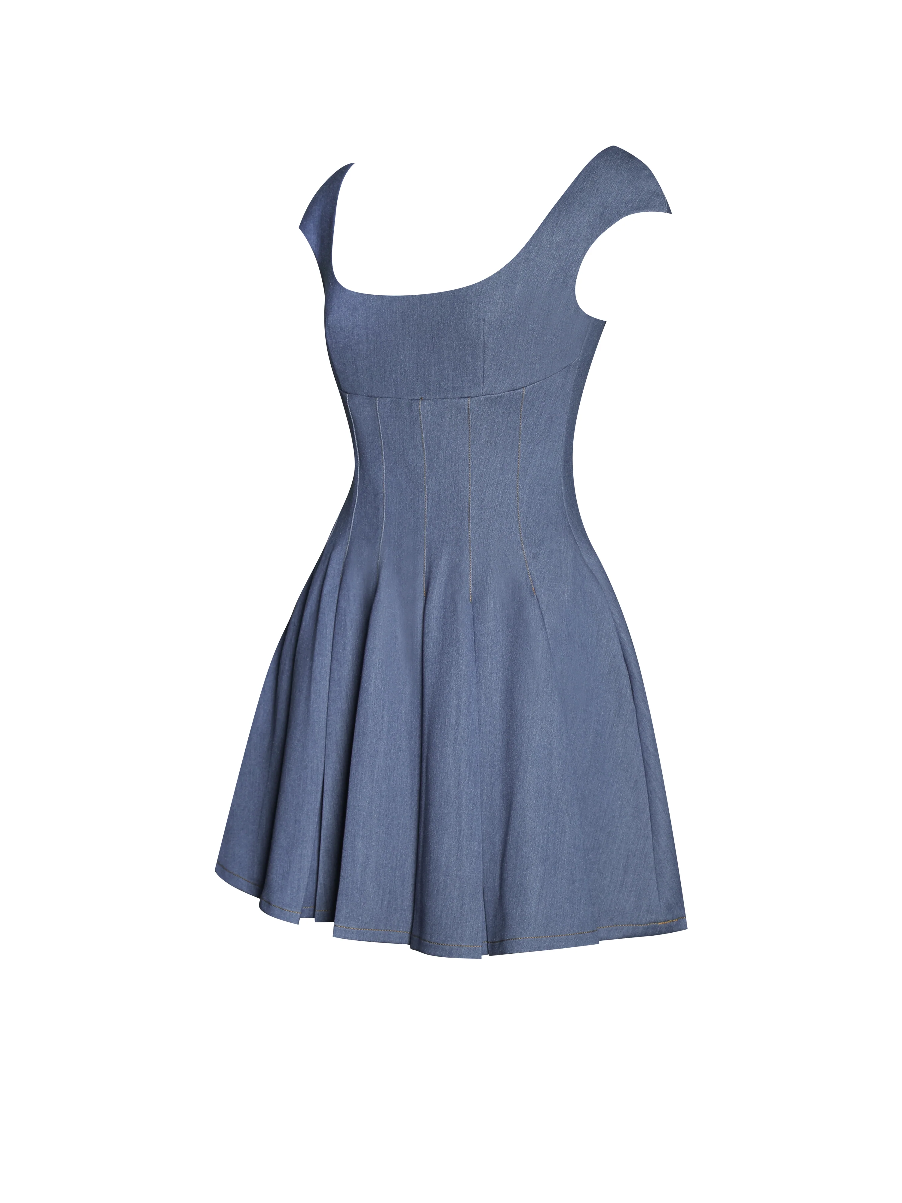 Sada Pleated Denim Mini Dress