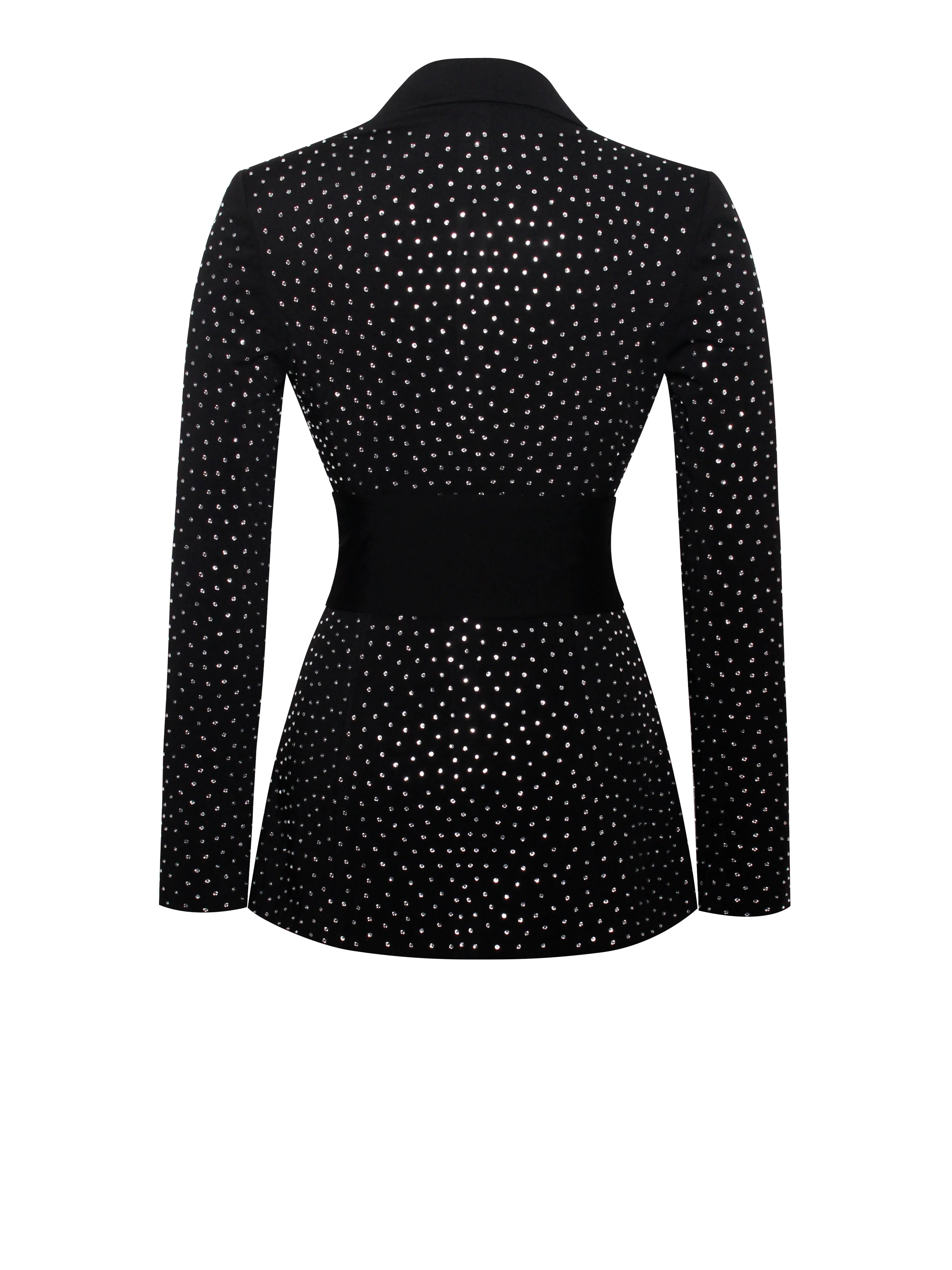 Visionary Crystal Embellished Black Blazer Jacket