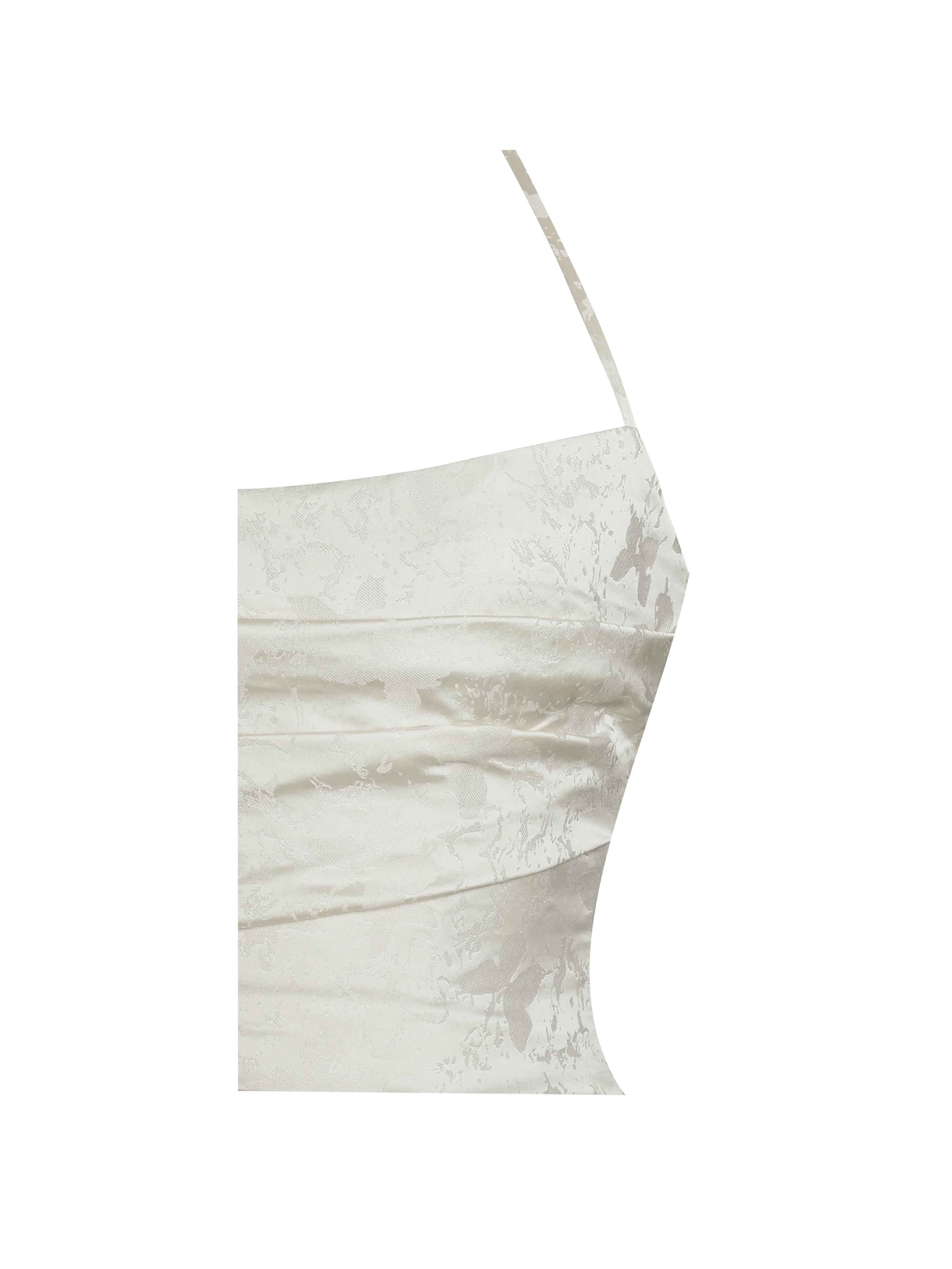 Raegan Pearl White Jacquard Rouched Maxi Dress