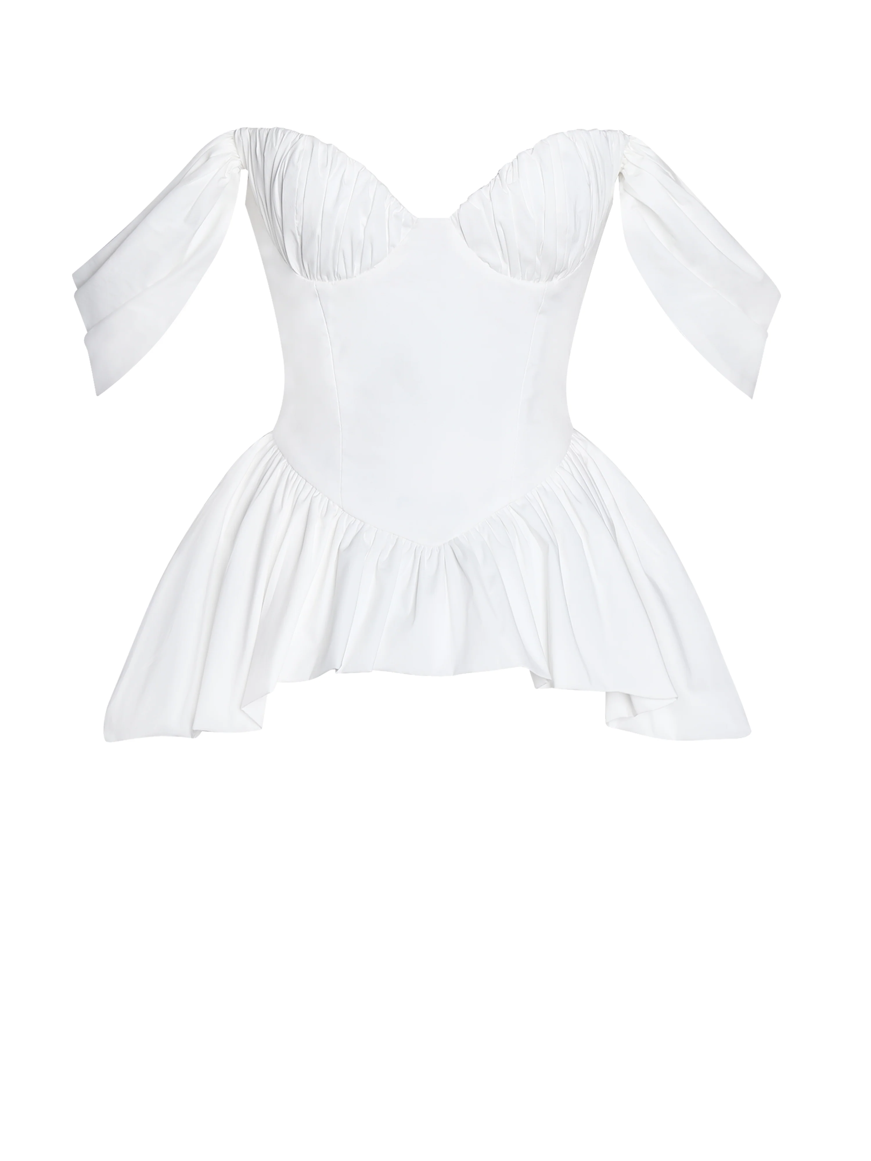 Qistina White Off-shoulder Bubble Hem Peplum Cotton Top