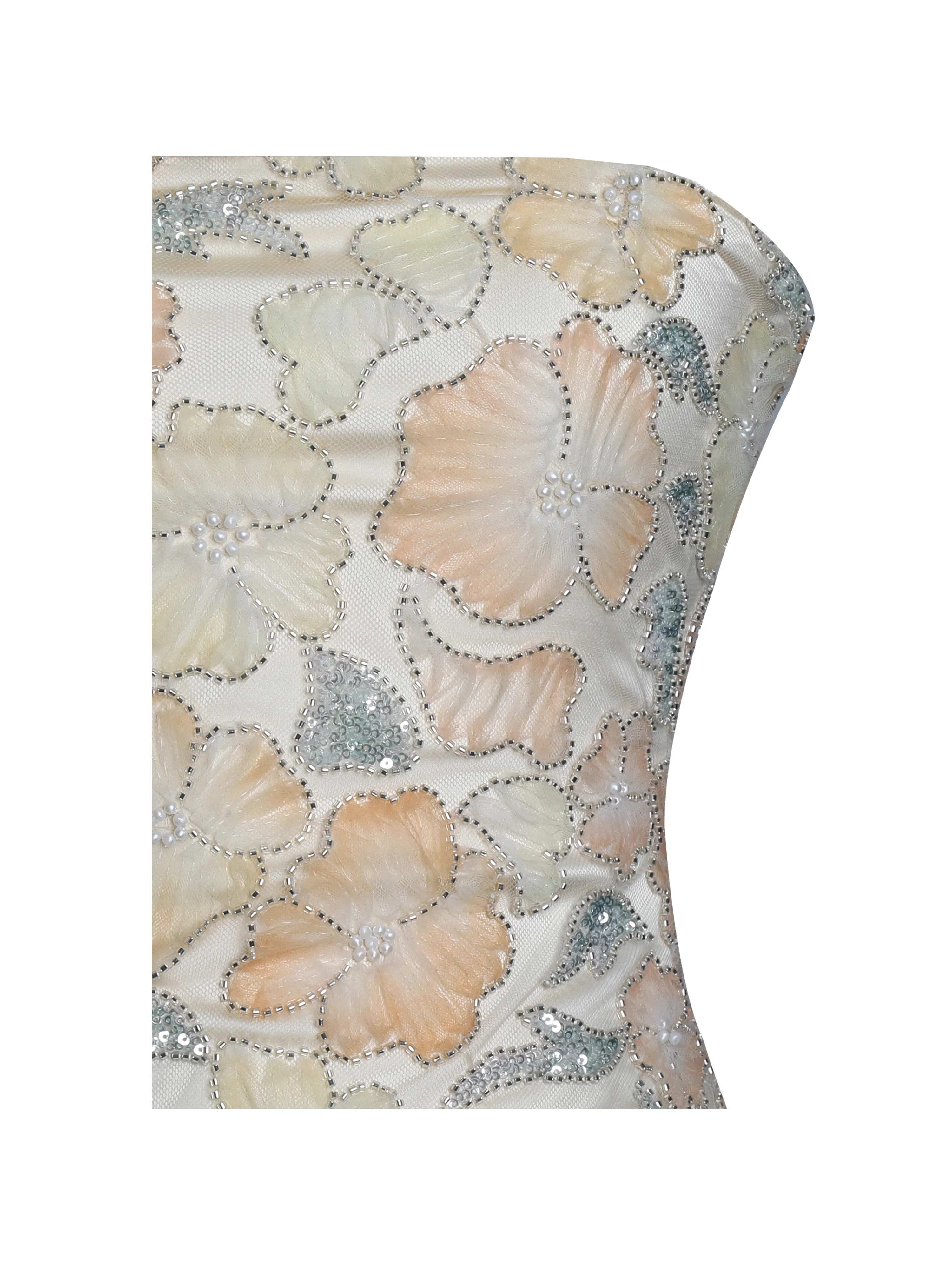 Quanisha Yellow Beaded Floral Mini Chiffon Dress with Scarf