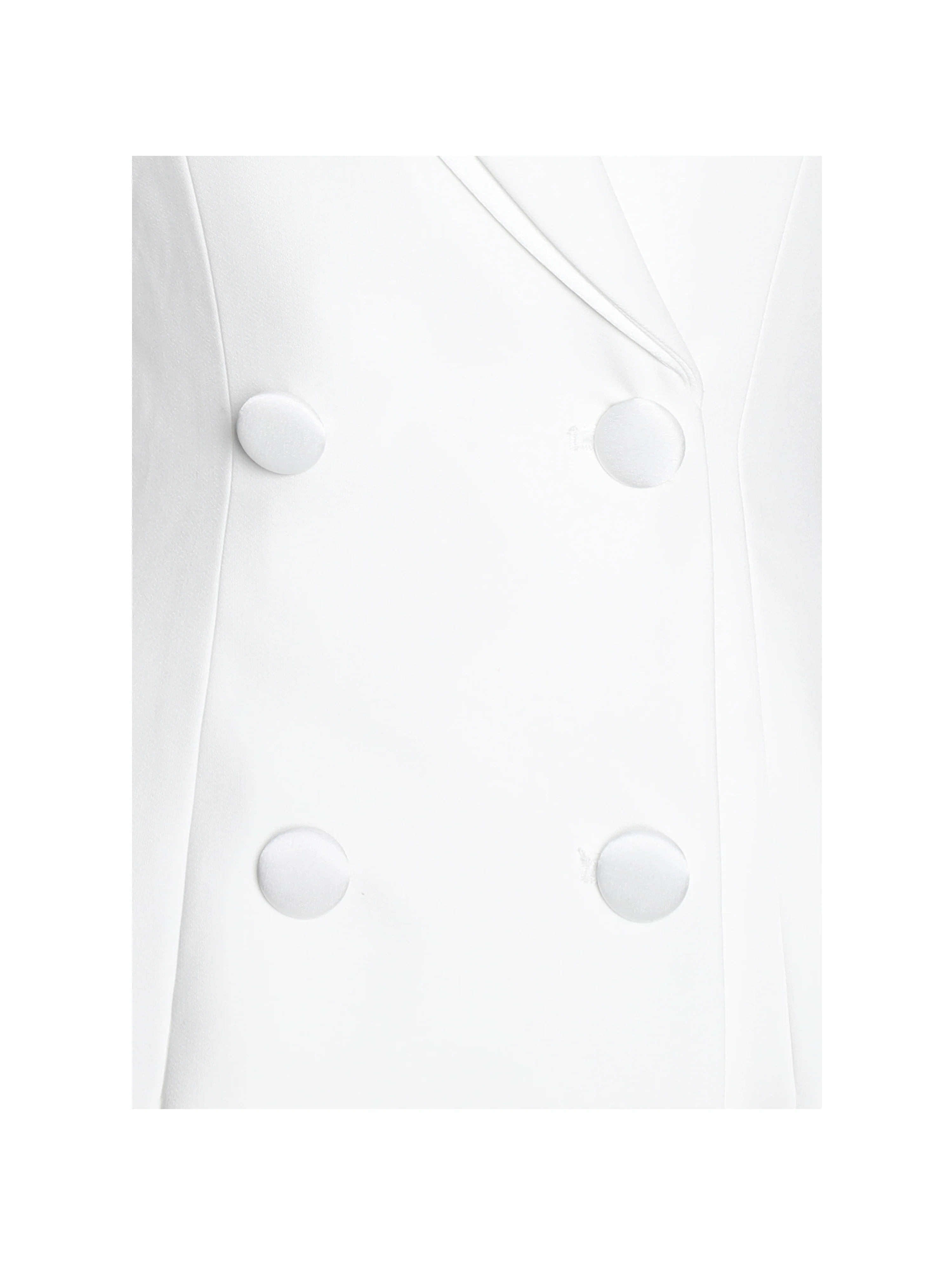 Madelina White Double Breast Satin Trim Blazer Dress