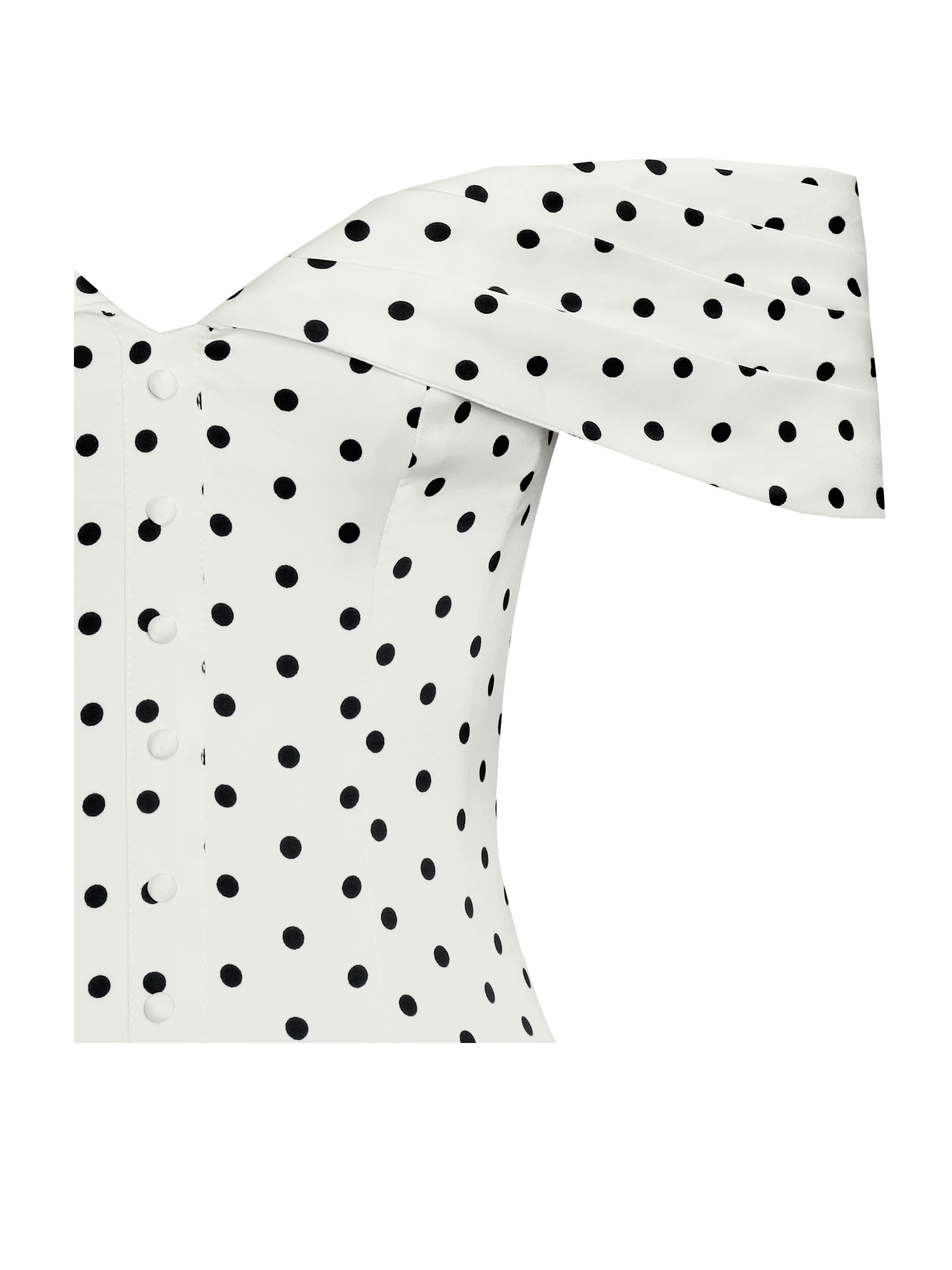 Edeline Polka Dot Off-shoulder Pleated Mini Dress