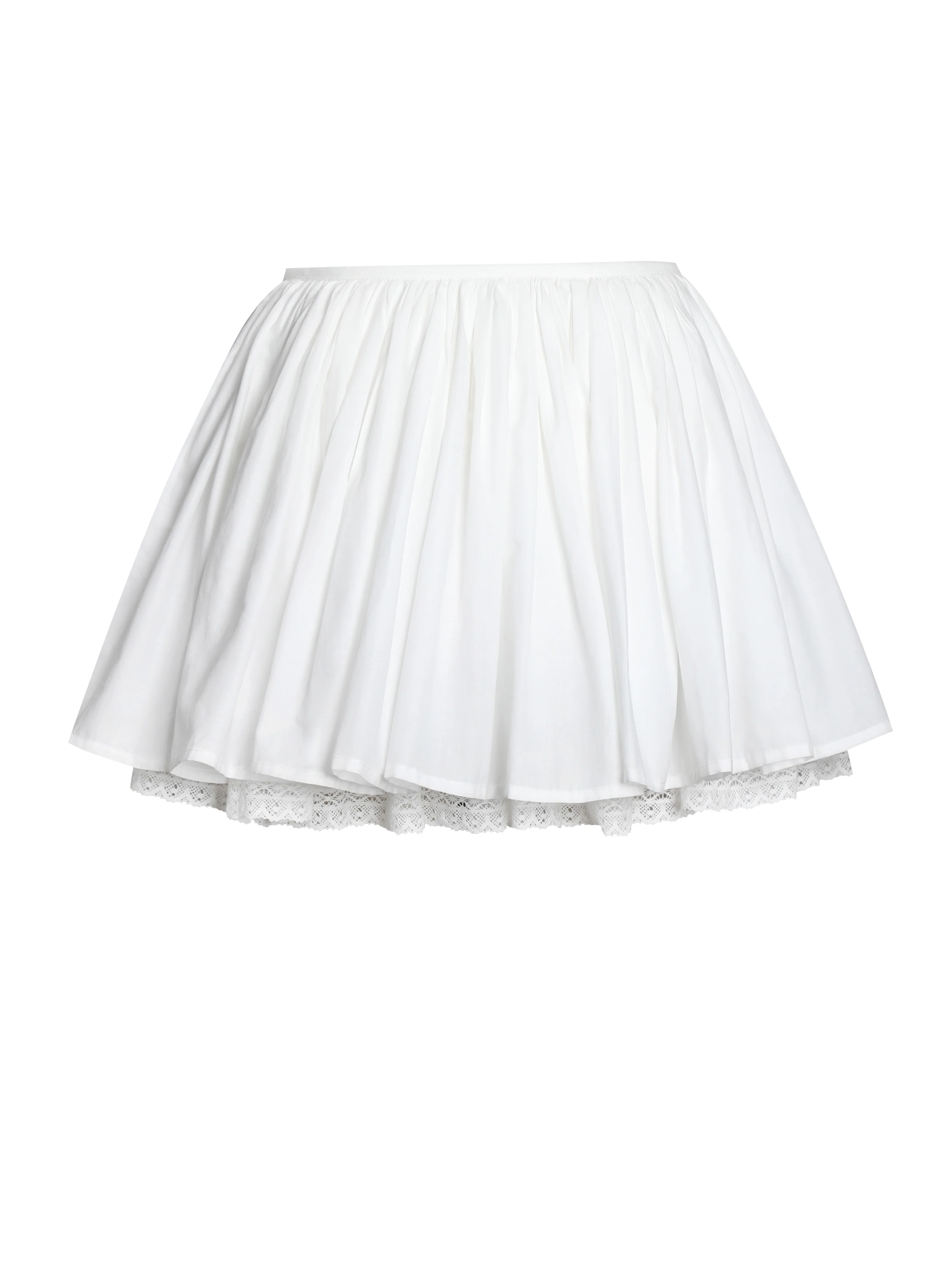 Aliza Lace Trim Layered Cotton Mini Full Skirt