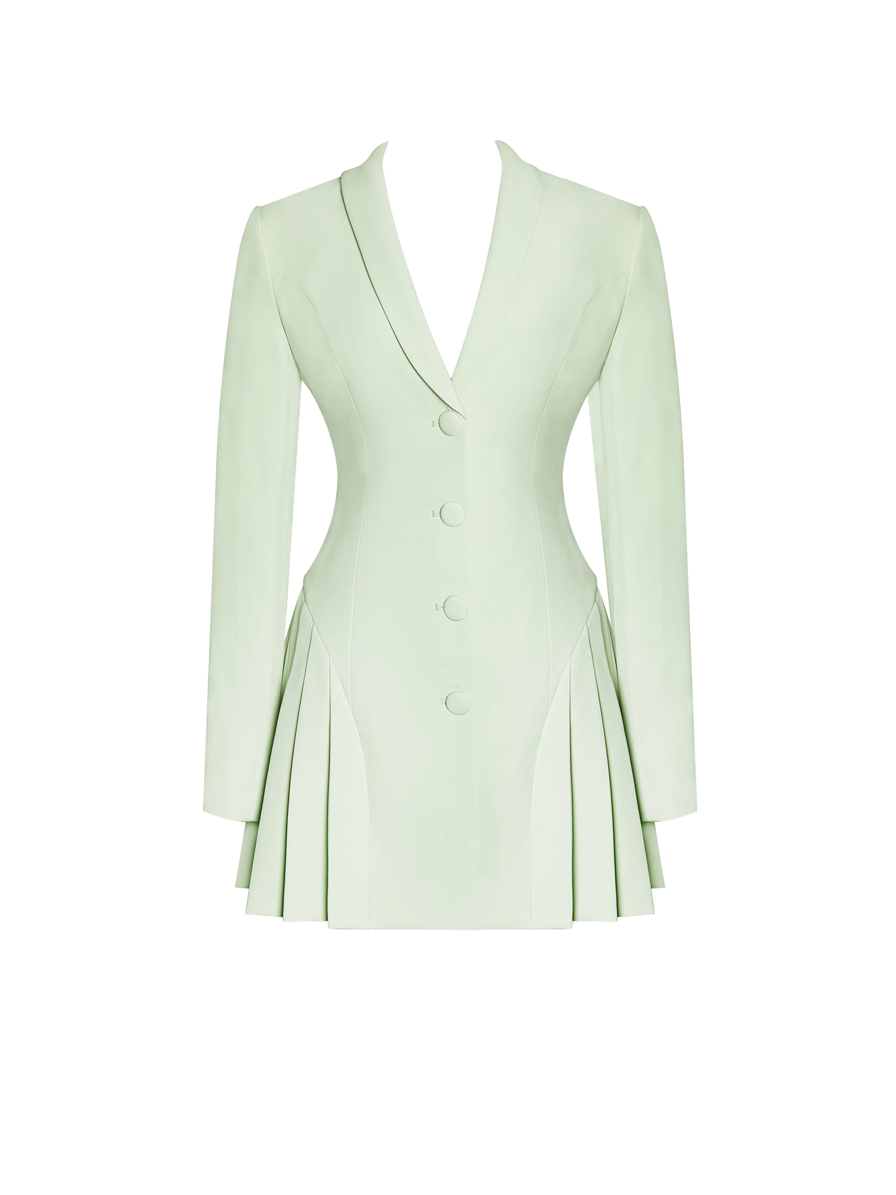 Delia Pistachio Green Blazer Dress with Pleated Detail