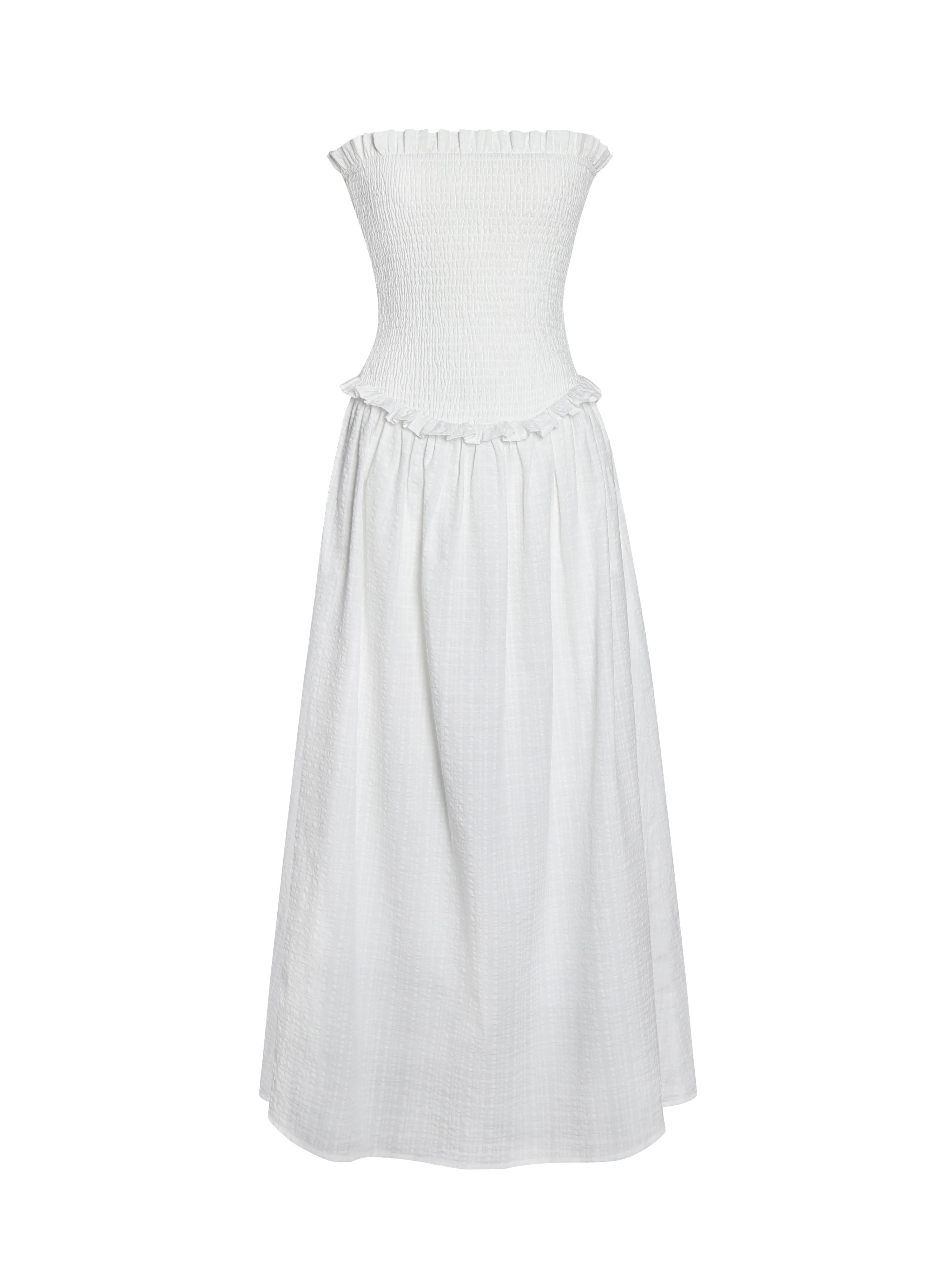 Quadiya Smock Top Strapless Drop Waist Midi Dress