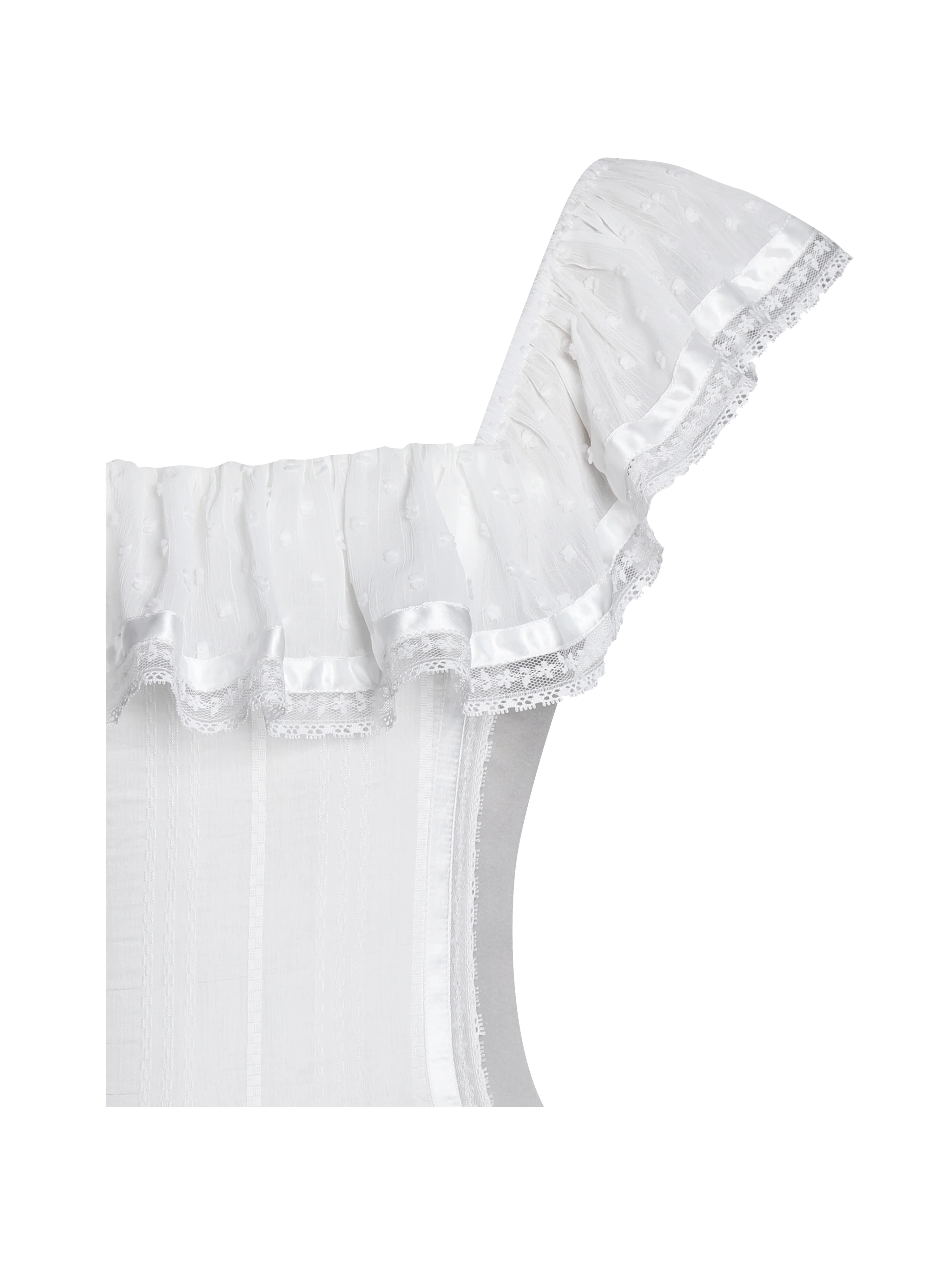 Eden Square Neck Ruffle Trim High Waist Midi Dress