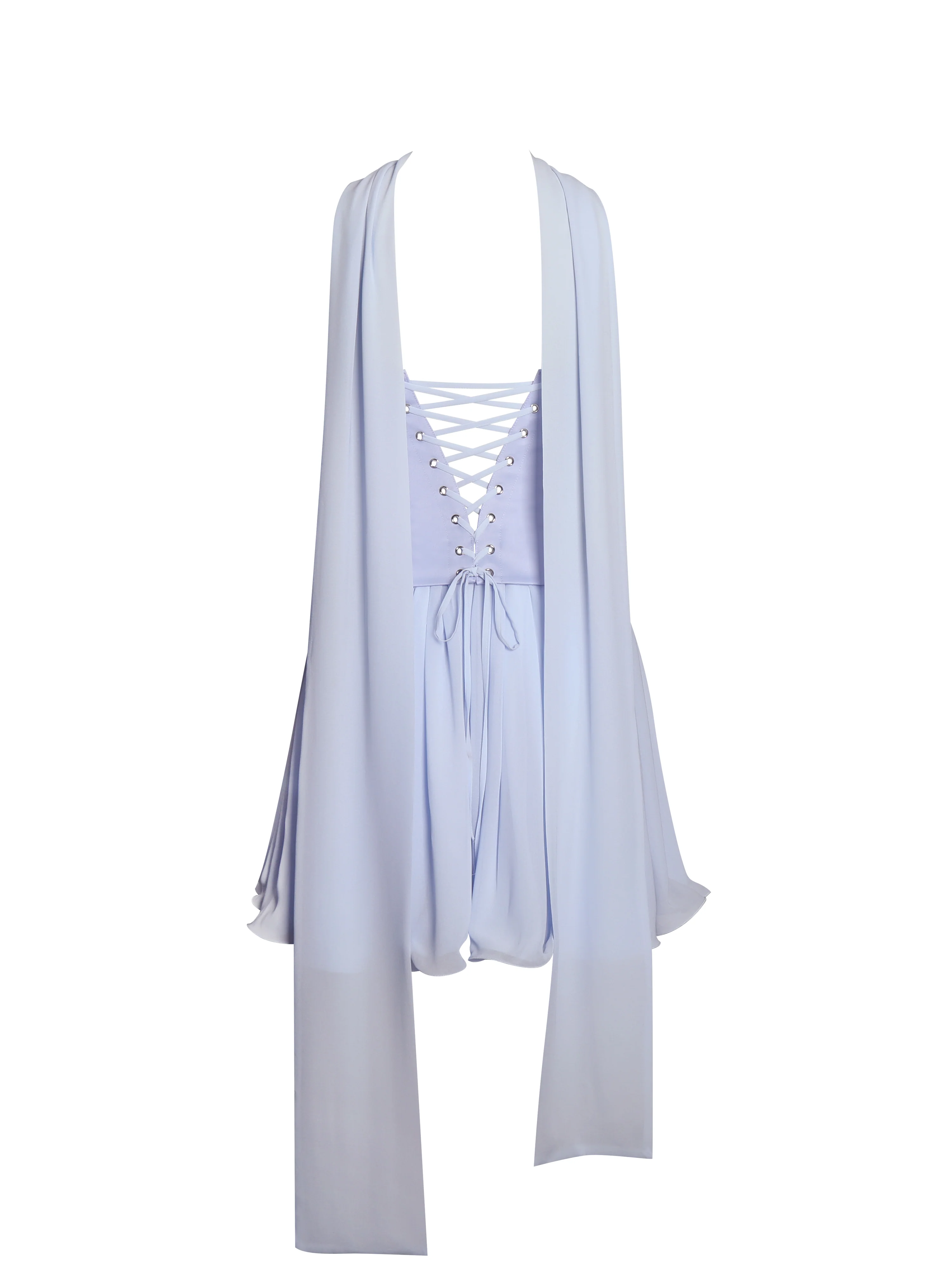 Valentina Baby Blue Boned Curve Edge Peplum Mini Dress