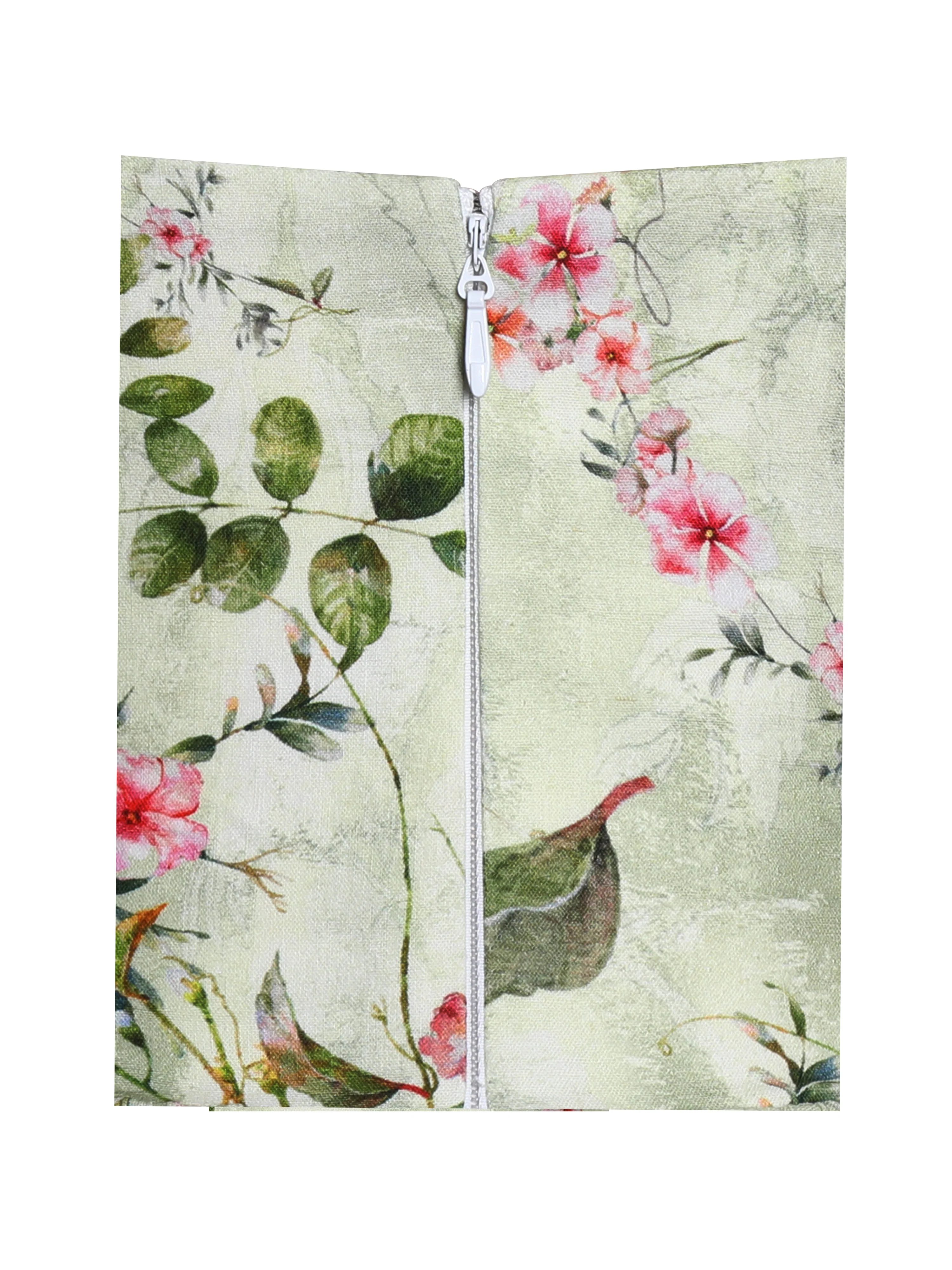 Jacinda Green Floral Print Ruched Breast Linen Midi Dress