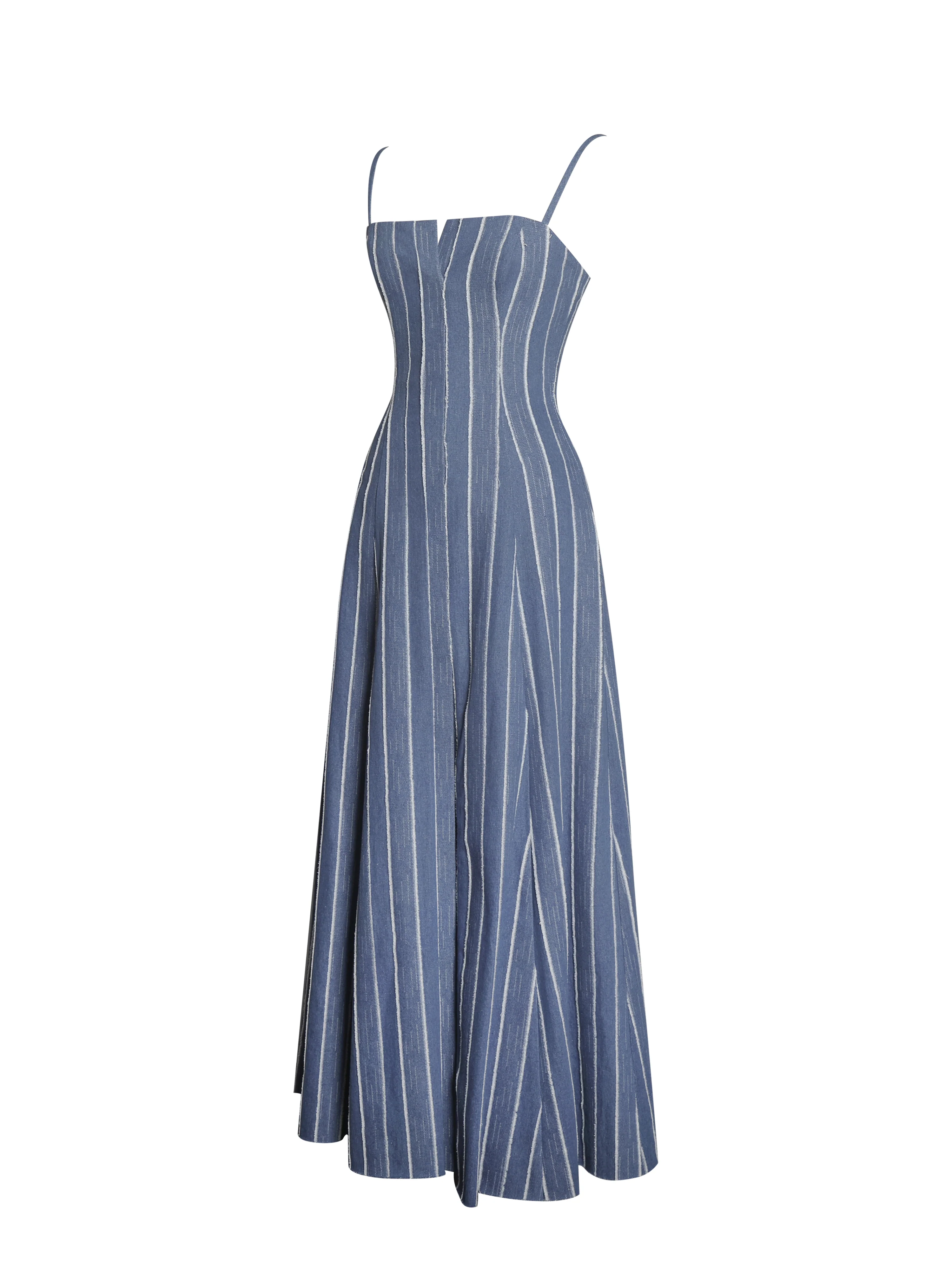 Abygail Stripe Cotton Denim Maxi Dress